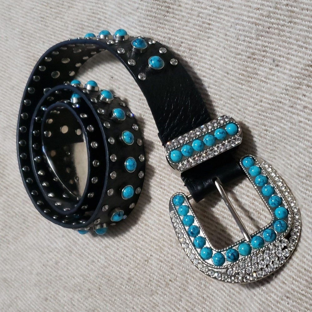 Christine Alexander Swarovski Crystal Turquoise belt - M
